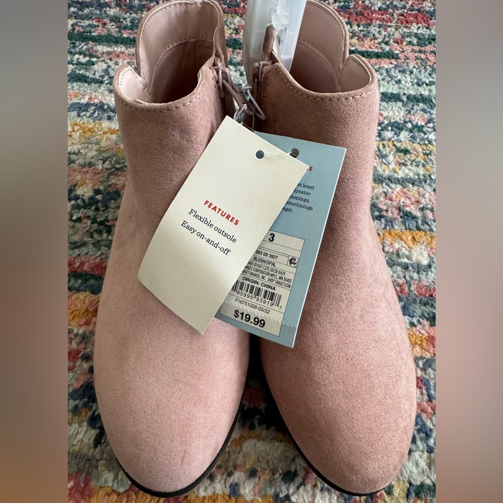 Girls Cat & Jack Pink Ankle Boots NWT Size 3